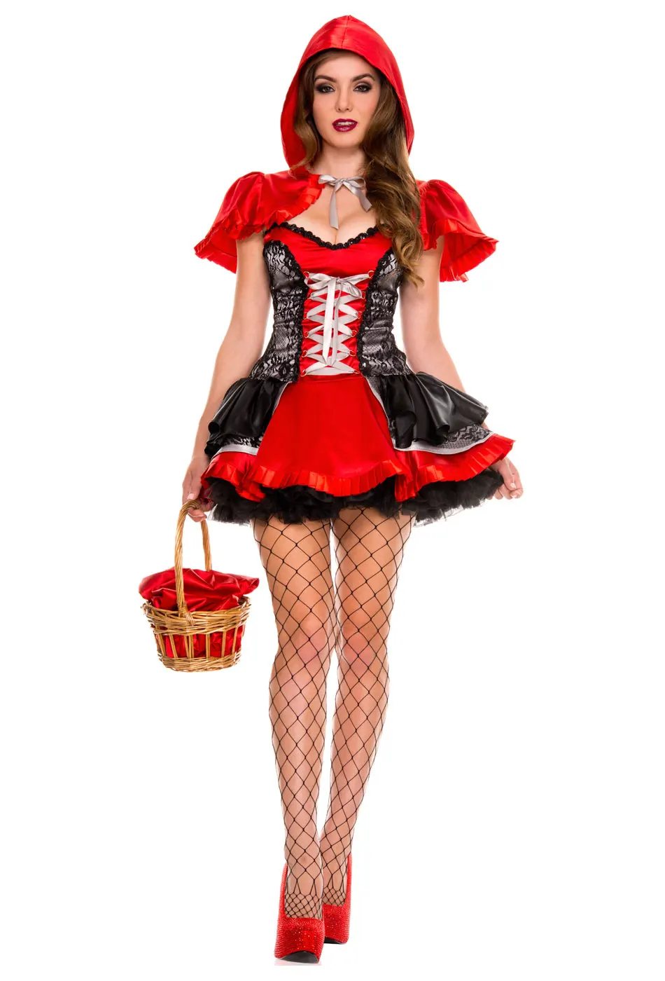 Adult Women Halloween Costume Little Red Riding Hooded Fantasy Game Uniforms Fancy Dress Party Cloak Outfit For Girls