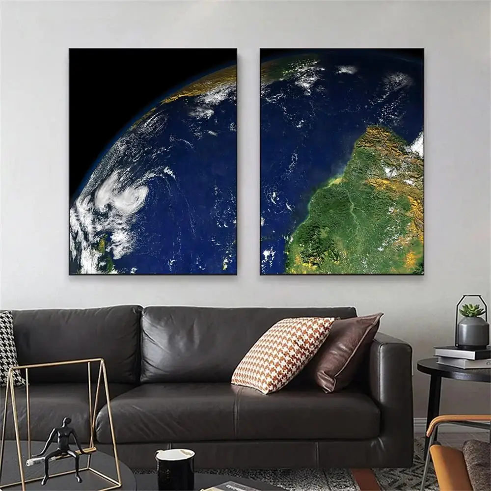 Earth Marine Continental Environment Painting Calligraphy Canvas Poster Wall Art Interior Hallway Home Decoration Holiday Gifts