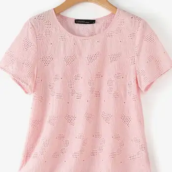 ZANZEA 여성용 우아한 셔츠, 보헤메인 레이스 크로셰 블라우스, 반팔, 할로우 아웃 블라우스, 캐주얼 파티 작업 상의, 여름 패션 