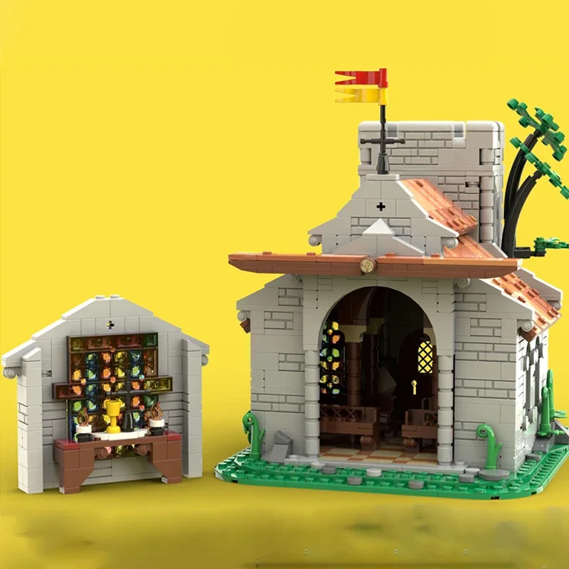 Medievale Street View modello MOC Building Bricks Lion Castle Church tecnologia modulare regali vacanze assemblare giocattoli per bambini vestito