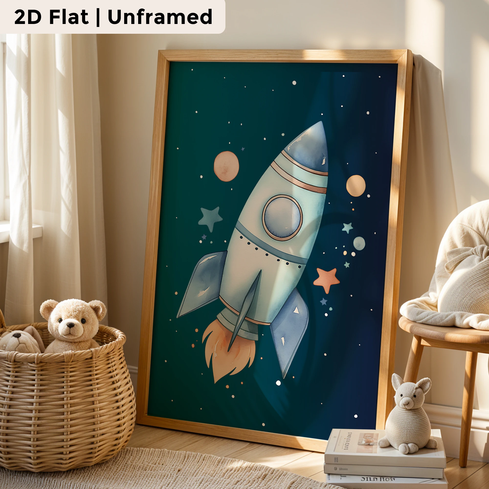 3pcs Modern,Cartoon Rocket Astronaut Wall Art Print Canvas Painting Poster Picture For Living Room,Bedroom,Kids Room Home Decor