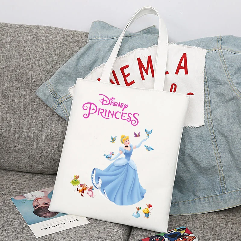 Snow White Princess Shopping Bag Handbag Foldable Reusable Cloth Shopper Harajuku Bag Student Canvas Tote Bag