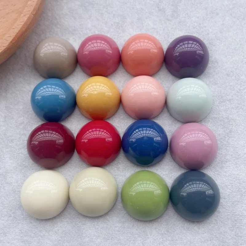30pcs 18mm Round Flat Back Resin Cabochons Patch Diy Phone Case Hair Clips Shoes Jewelry Miniatures Crafts Accessories