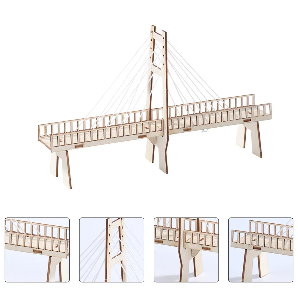 

1Pcs Wooden Cable-Stayed Bridge Tool Children's Physics Education Kit Creative Building Set Developmental Play