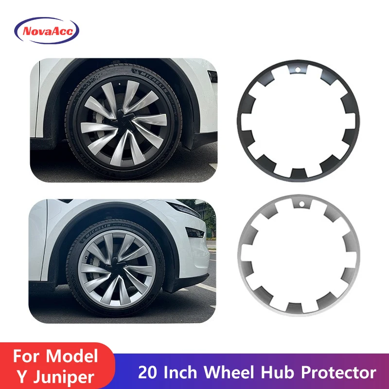 

Car Wheel Hub Protector 20 Inch For Tesla Model Y Juniper ABS+PC Accurate Fitting Scratch - Resistant Reserved Air Valve Holes