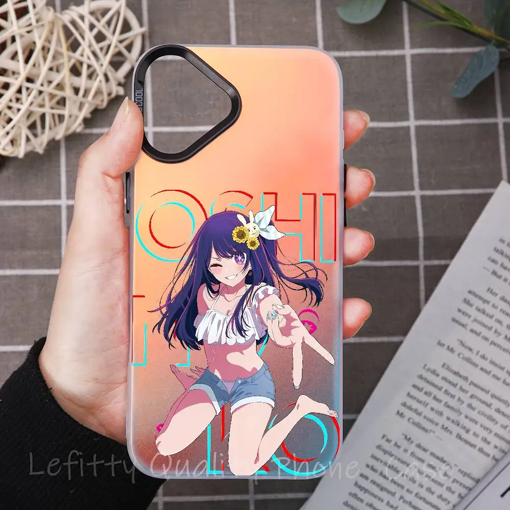

O-Oshi No Ko Anime Phone Case For IPhone 16 15 14 13 12 11 Pro Max Matte Aurora Multicolor Laser Metallic Gradient Funda