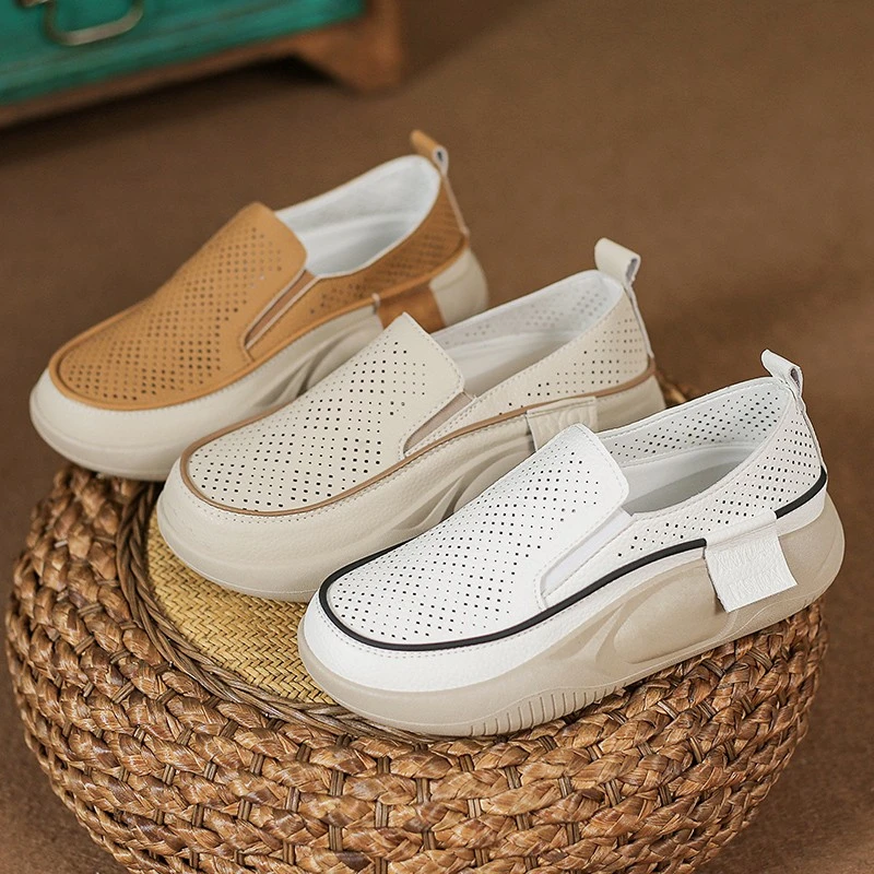 Hollow Loafers Women Sneakers Fashion Non-slip Women's Platform Sports Shoes Versatile Women's Breathable Slip-on Casual Shoes