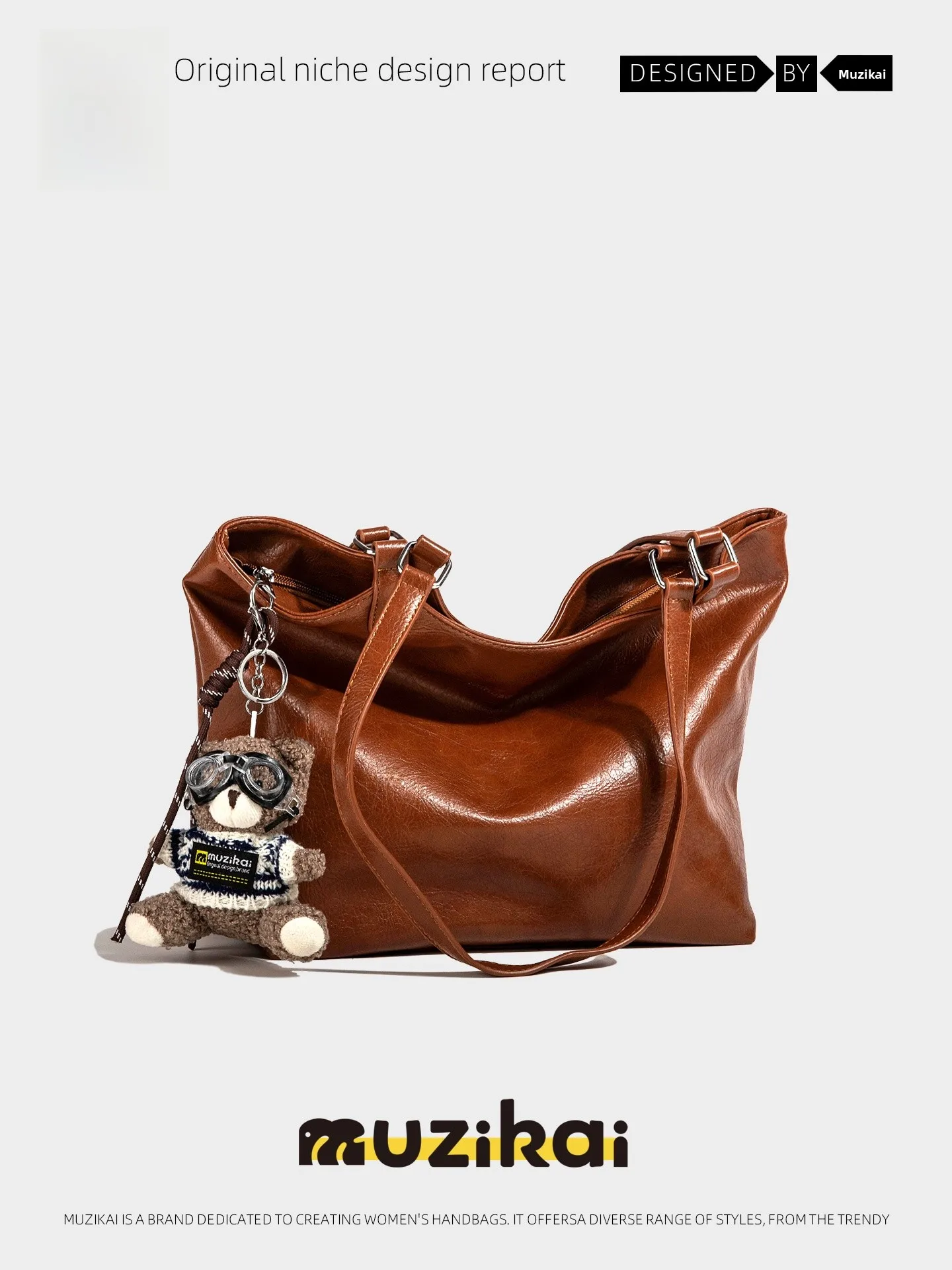

MuziKai Large Capacity Commuter Tote Bag Women's Retro Style Single Shoulder Bag for Work Casual Simplified Design Pure Color