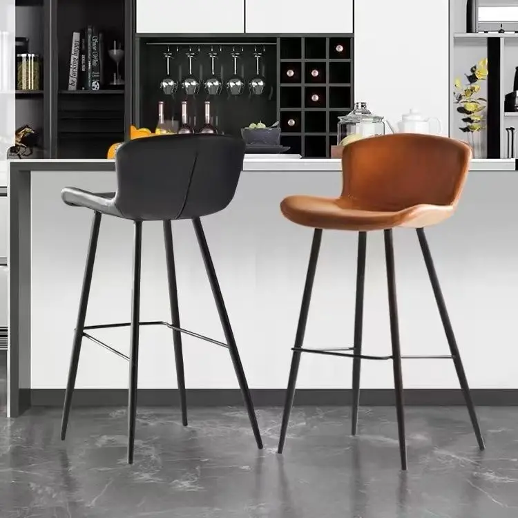

Modern Luxury Fashion Design bar Stools Chairs Reasonable Price Wholesale Metal Leather bar Stool for Sale