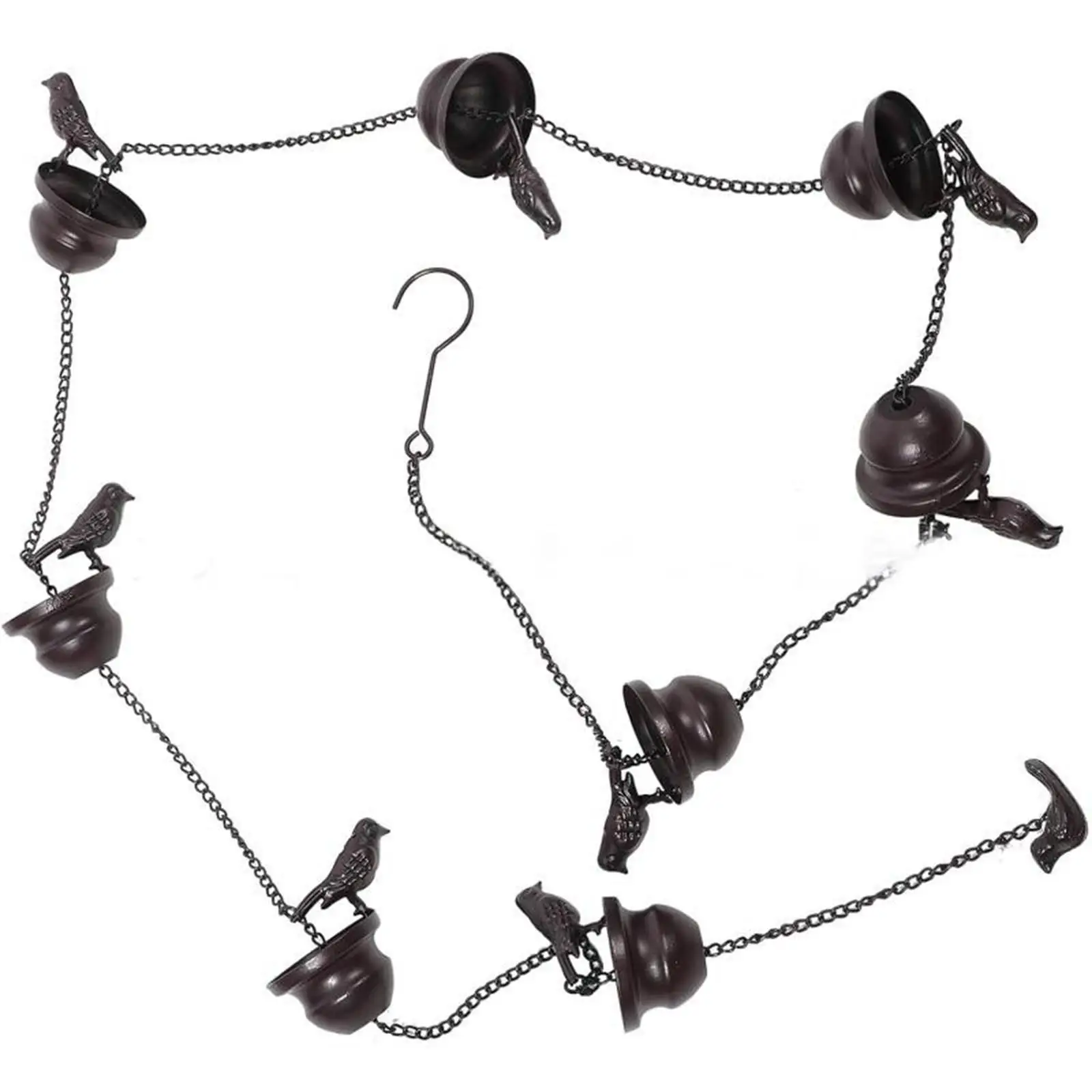 Bronze Downspout Rain Chain with Birds Metal Hanging Gutter Chain Outdoor Decoration Iron Accessory for Roofs Sheds