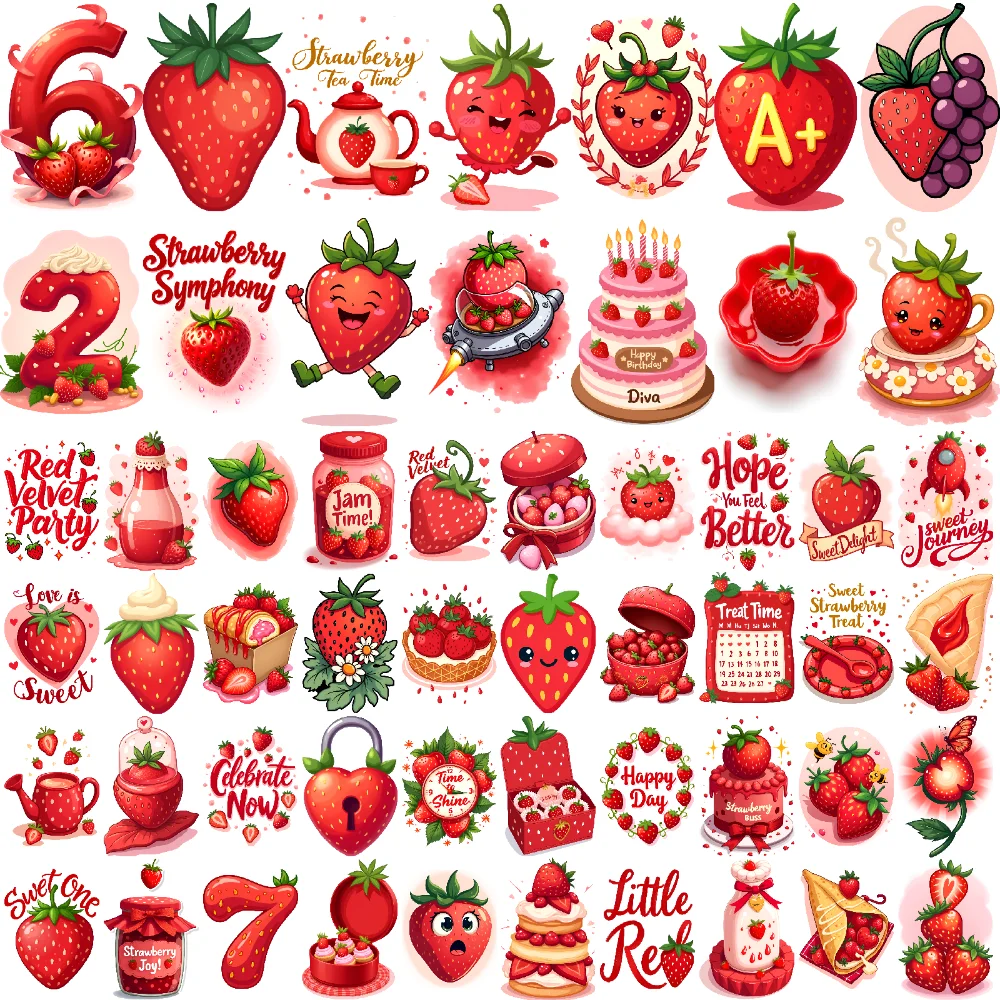 

63pcs Temporary Tattoo Strawberry Designs Waterproof Long-lasting Body Stickers Fruit Illustrations Cartoon For Shoulders