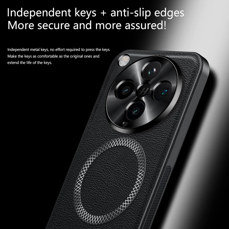 Capa de telefone luxuosa de couro pu para oppo find x8 ultra x8 pro x8s x8s + magsafe anel de metal magnético proteção de lente capa à prova de choque