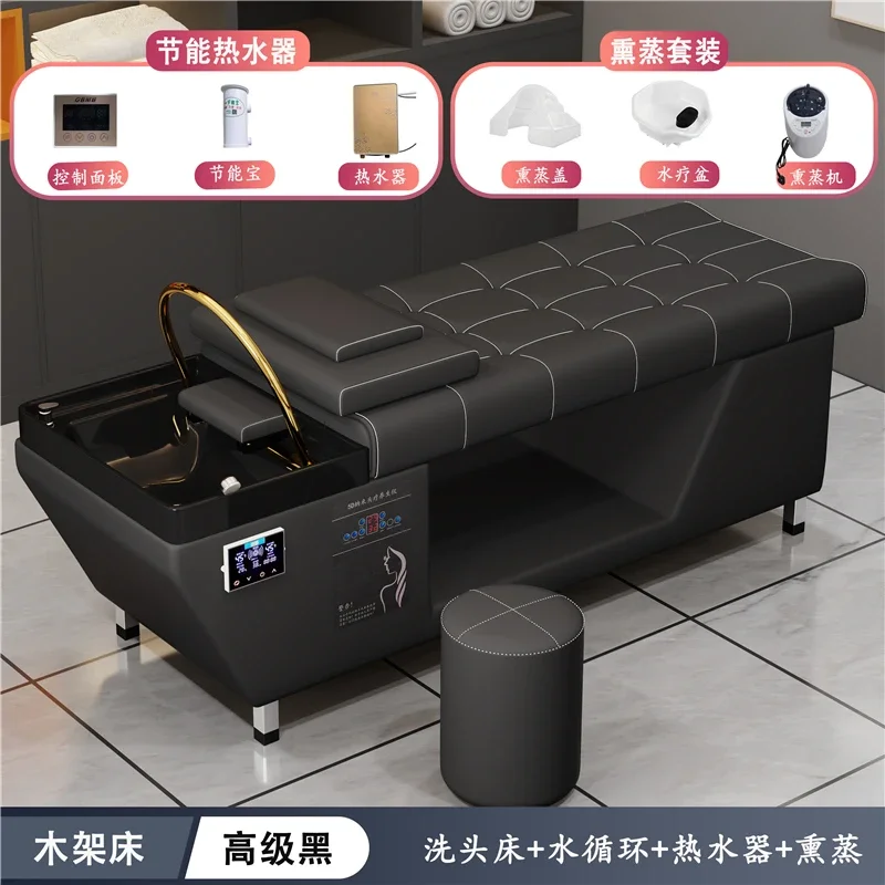 Hair Spa Washing Bed Porcelain Hairdressing Salon Washbasin Japanese Seats Luxury Water Hoop Chair Shampoo Backwash Units Shower