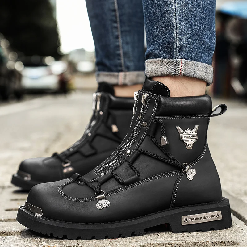 الرجال عارضة Shoesthick أسفل الدانتيل متابعة عمال أحذية الرجال للعمل في الهواء الطلق حذاء رجالي جودة عالية الخريف الشتاء أحذية المشي لمسافات طويلة
