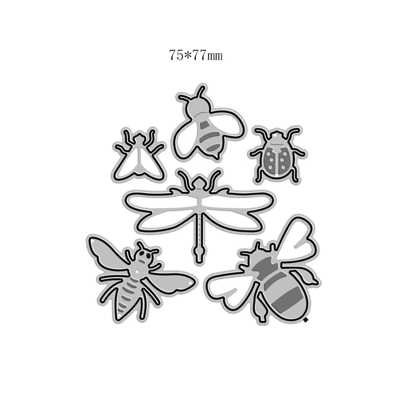 New 2022 Bee Dragonfly Dung Beetle Metal Cutting Dies For DIY Scrapbooking and Card Making Embossing Craft Decorative No Stamps