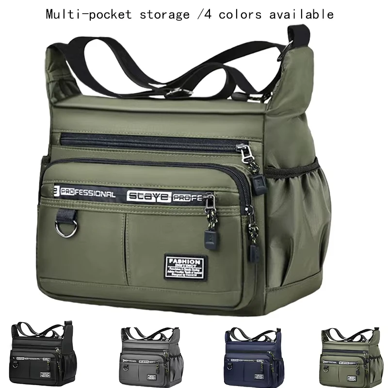 Men's Large Capacity Oxford Shoulder Bag Casual Multi-layer Pocket Fashion Crossbody Luxury Messenger Bag