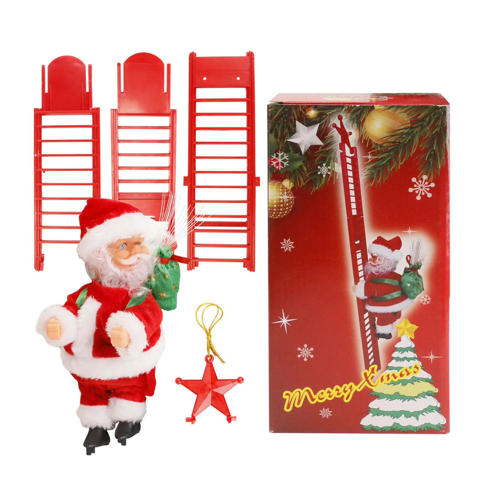 Animated Musical Santa Claus Electric Climbing Ladder Up Tree Christmas Decor Xmas Party