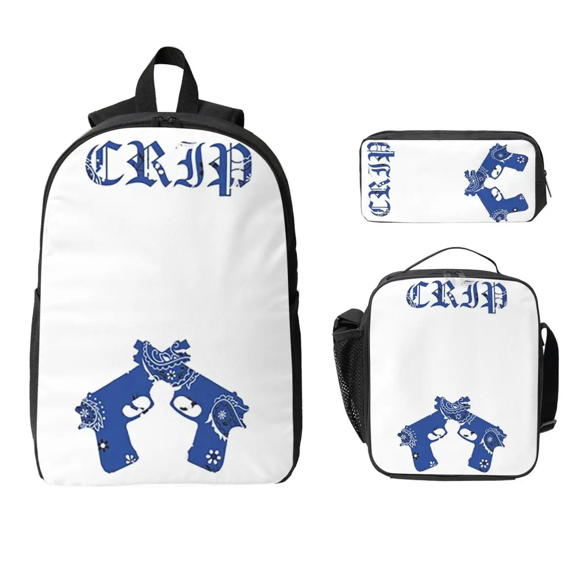 

Crip Official Bagpack Backpack Student Boys Girls BookBag School Bag Computer Shoulder Bags 3ps Insulated Lunch Bag Pencil Case