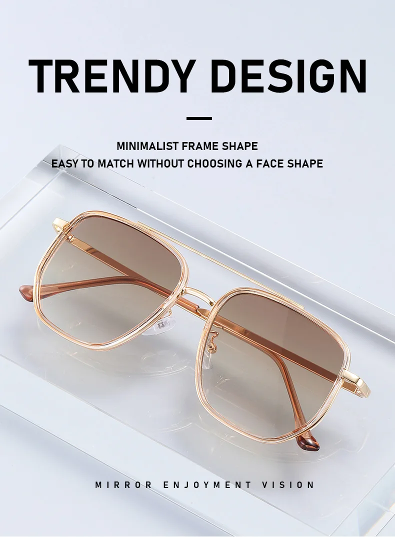 Retro Piloten-Sonnenbrille für Männer und Frauen Klassische Metall-Polygon-Sonnenbrille Modische Tägliche Dekorative Schattierungen Fahrbrillen – Detail 5