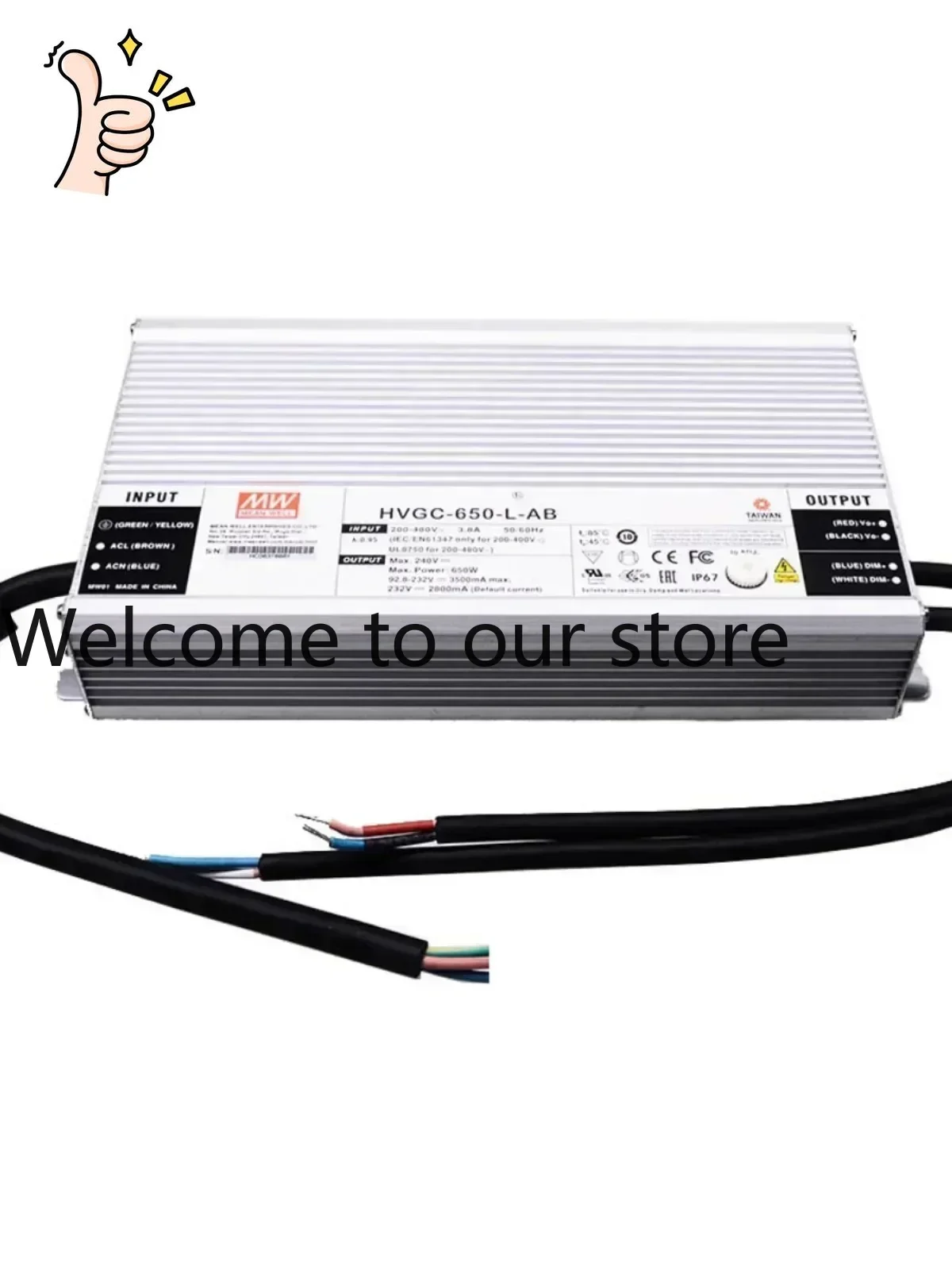 2025 Mingwei Power Supply HVGC-650-M/L/H/U-AB 650W Constant Power LED Driver 3-in-1 Dimming