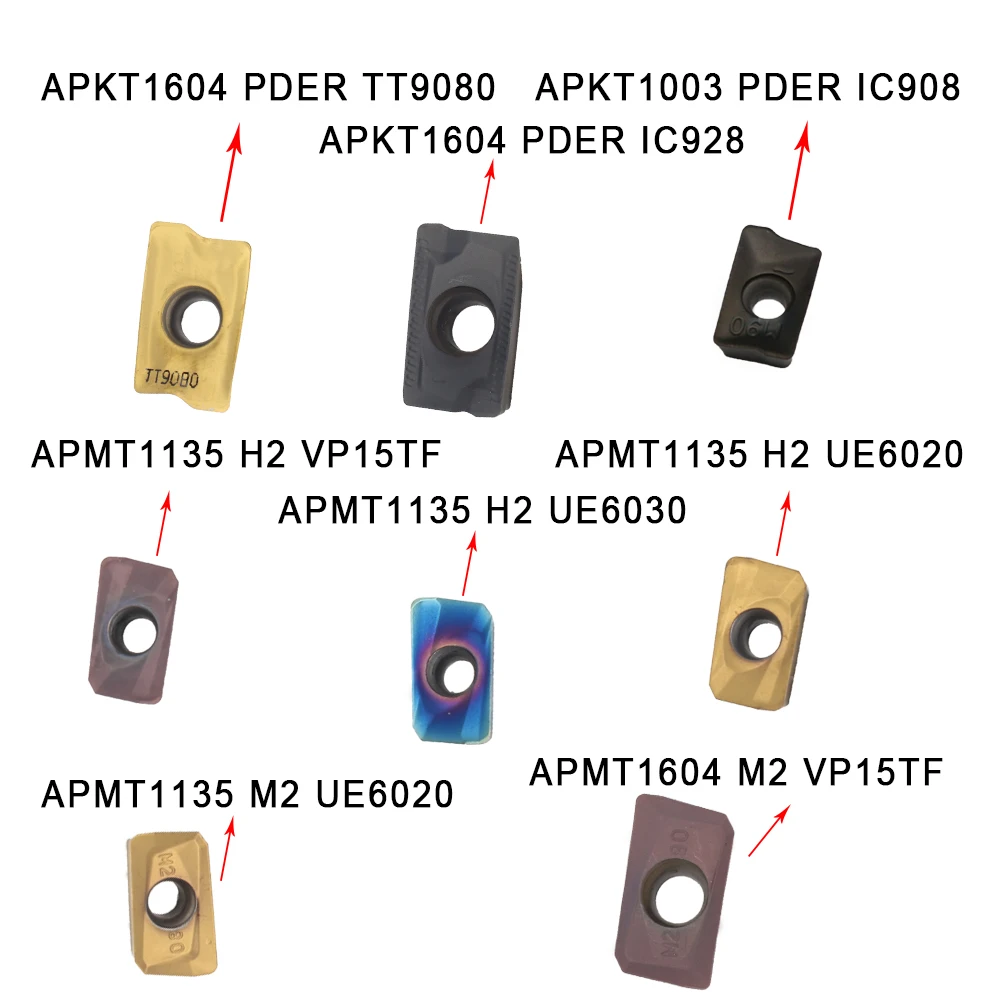 10PCS APKT1604 / APKT1003 / APMT1135 / APMT1604 Carbide Inserts Milling Cutter Turning Tool CNC Lathe Tools