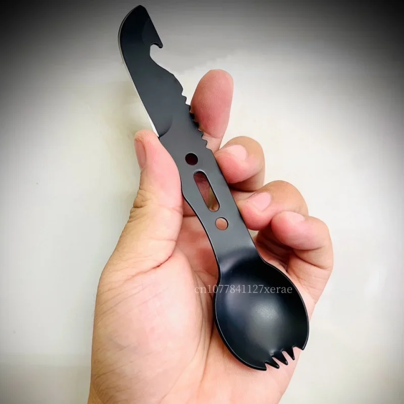 Multi-functional outdoor survival whistle knife, tableware small straight knife, stainless steel military knife with whistle