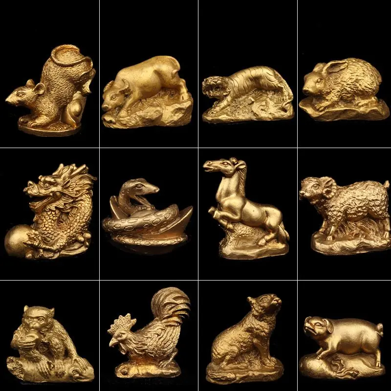 Chinese Zodiac twelve statue copper Animal ornament rat ox tiger rabbit dragon snake horse sheep monkey chicken dog pig figure