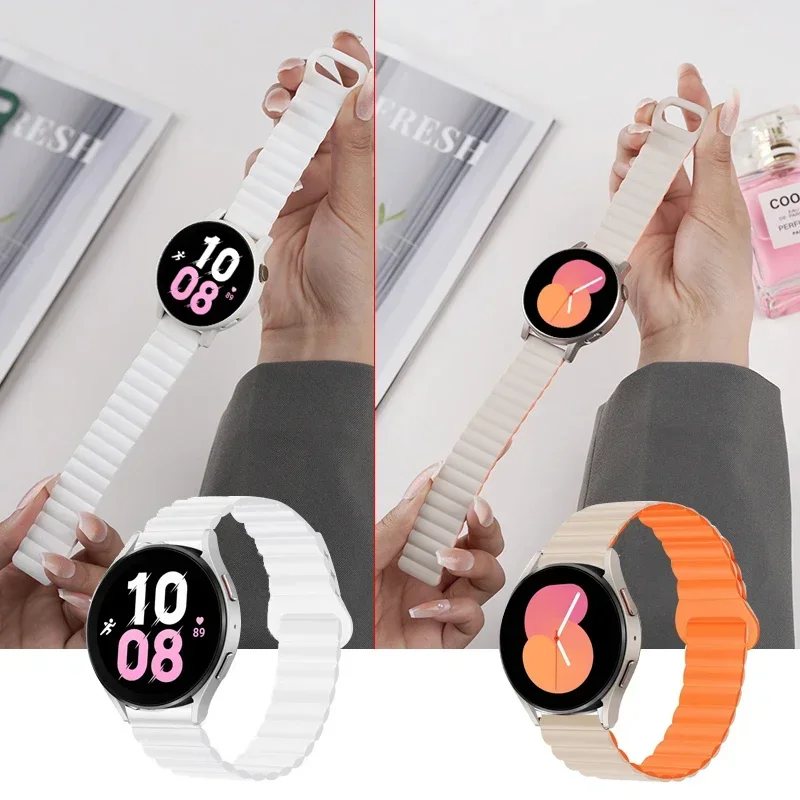 Magnetic Loop For Samsung Galaxy watch 6/5 pro/4/Classic/active 2 20mm 22mm band Silicone link bracelet huawei GT 2-2e 3-4 strap image 2