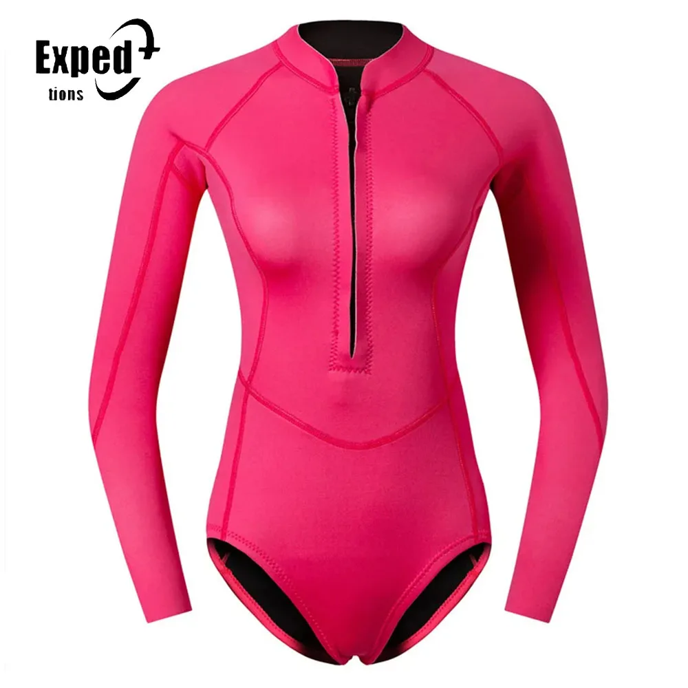 

Sun-proof Wear-resistant Diving Suit 2MM Outdoor Beach Surfing Snorkeling Swimwear Female Bikini Women Long Sleeved Swimsuit