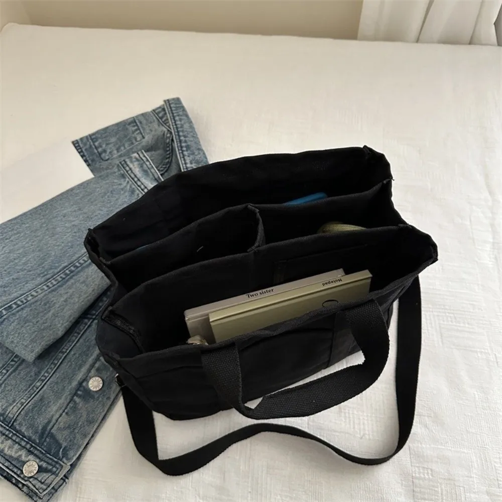 

Solid Color Mummy Bag Korean Style Multifunctional Canvas Mother's Bag Large Capacity Multi-pocket Women Shoulder Bag