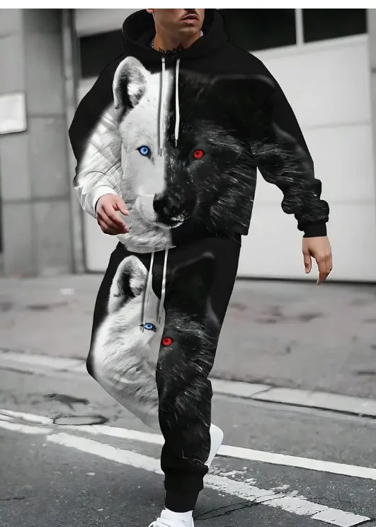 

Новинка 2025 года, толстовки с капюшоном с изображением тигра, брюки, костюм с 3D принтом для мужчин и женщин, толстовка для бега, спортивный костюм, повседневная мужская одежда, комплекты из 2 предметов