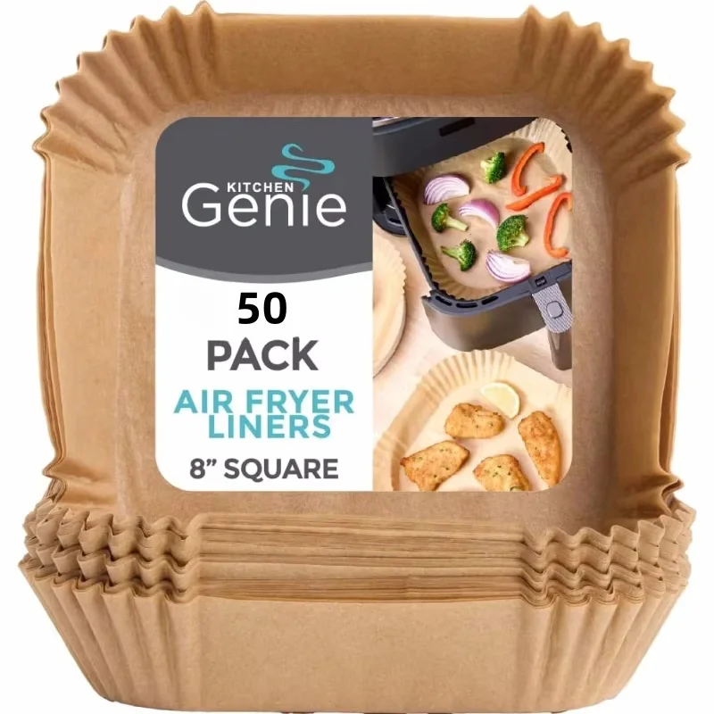 KITCHEN GENIE Einweg-Airfryer-Einlagen, BPA-frei, 50 Stück, Antihaft-Backpapier, praktisch zum Kochen.