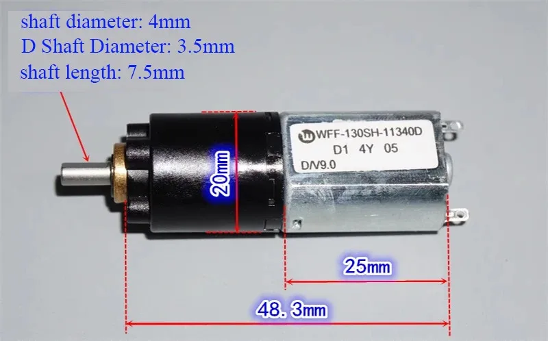 Mini 20mm DC Gear Motor 3V-9V 8-31RPM Three-Stage Planetary Gearbox for DIY Robot Car Arduino Project