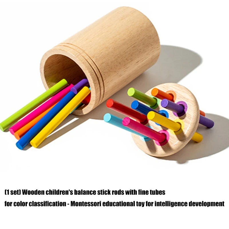 Wooden Sorting Sticks For Kids Color Recognition Balance Training Educational 15UB