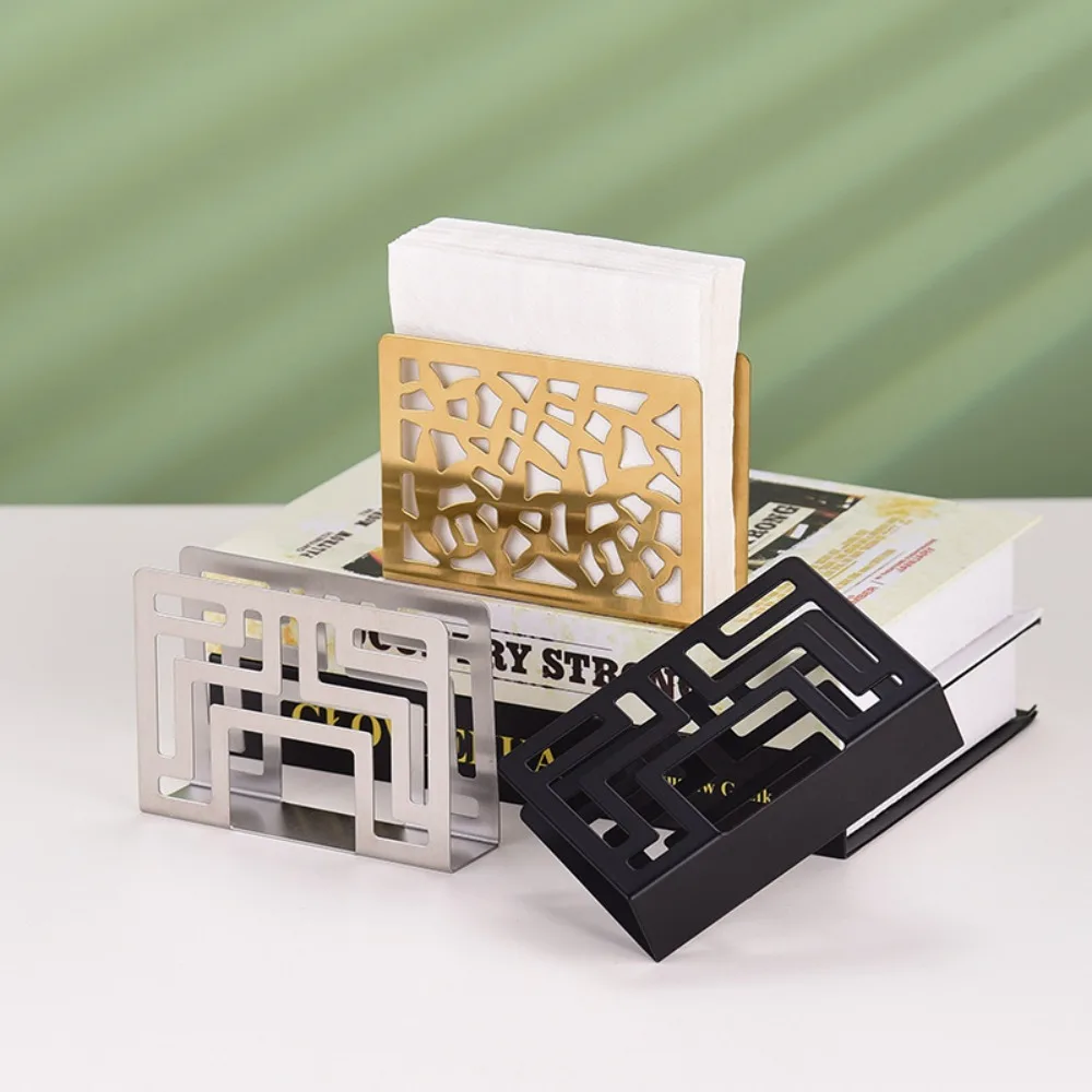 

D5 12*8.5*3.2cm Desktop Creativity Napkin Holder Stainless Steel Hollow Napkin Holder Vertical Napkin Holder Coffee Shop Gadgets