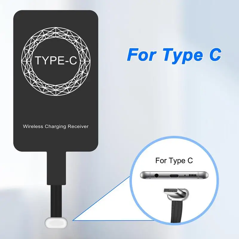 Wireless Charging Receiver Type C Fast Speed Receiver Adapter Wireless Charger Slim Receiver Chip Safe Thin Type-C Charging