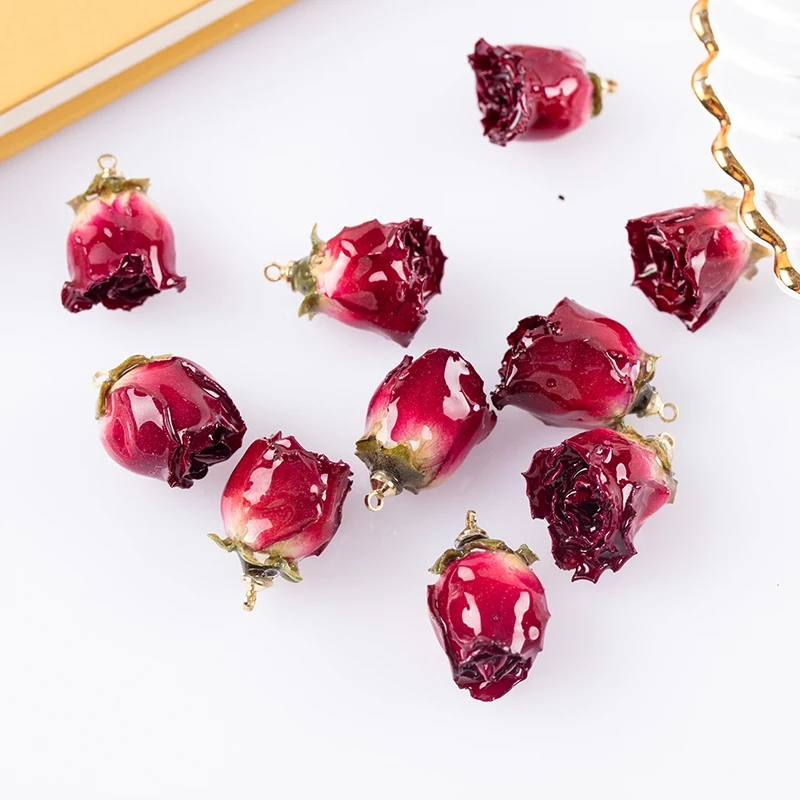 2 pezzi gioielli in resina fatti a mano ciondoli a forma di fiore reale ciondoli Petaline vero fascino di petali di rosa per la creazione di