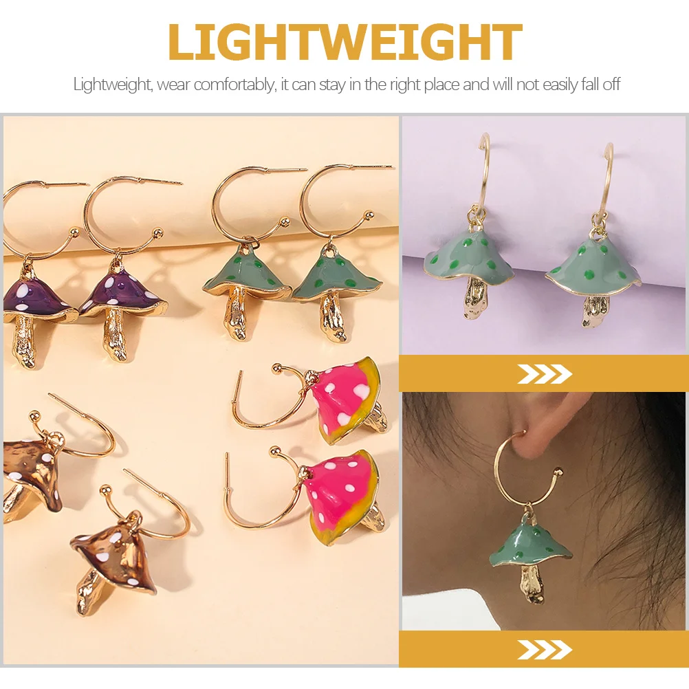 1 زوج أقراط الفطر للنساء استرخى الجنية مجوهرات خفيفة الوزن صديقة للبشرة بيان الموضة أقراط زي الجمالية