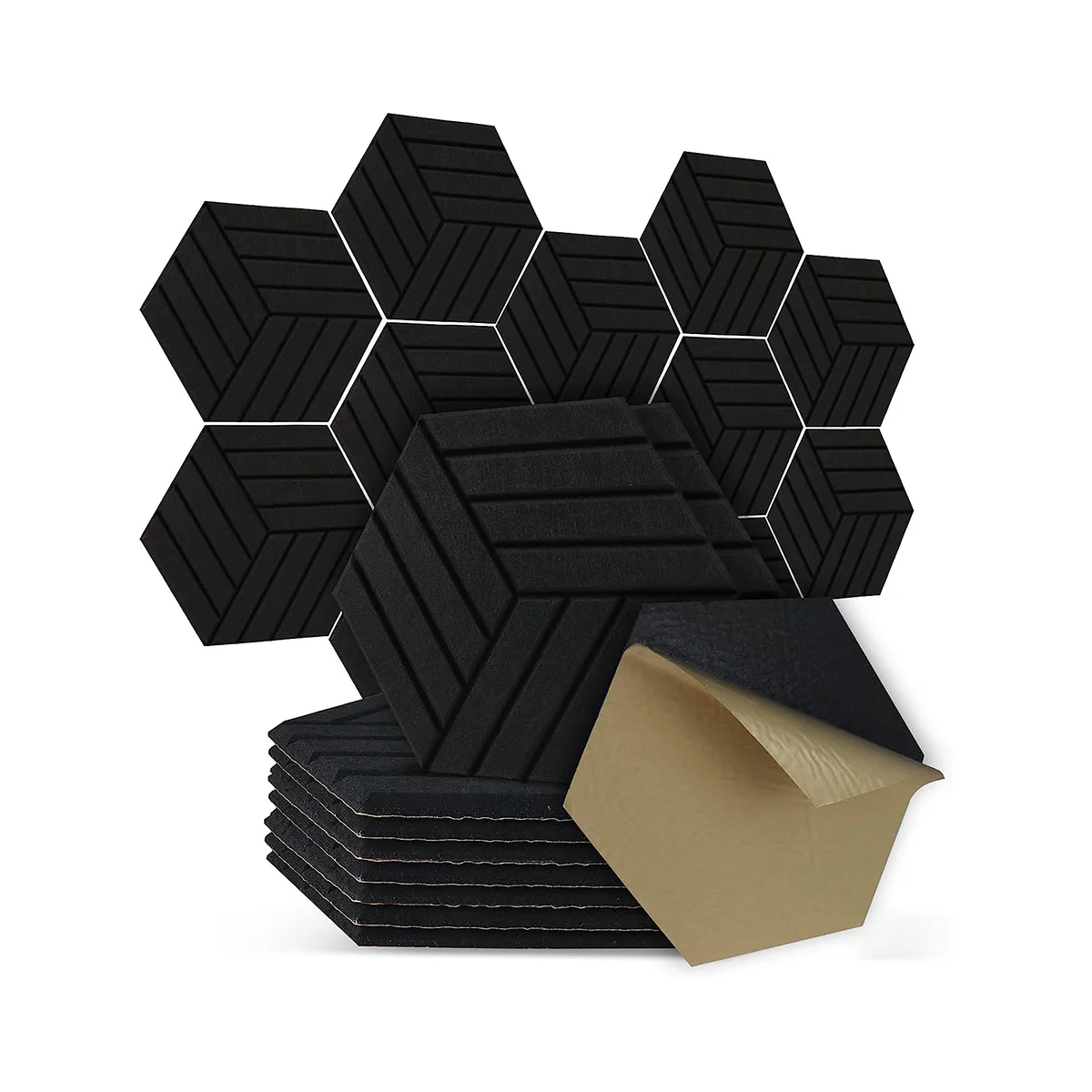 12 Pack Acoustic Panels Self-Adhesive Hexagon Acoustic Panels, Soundproof Wall Panels,Reducing Noise