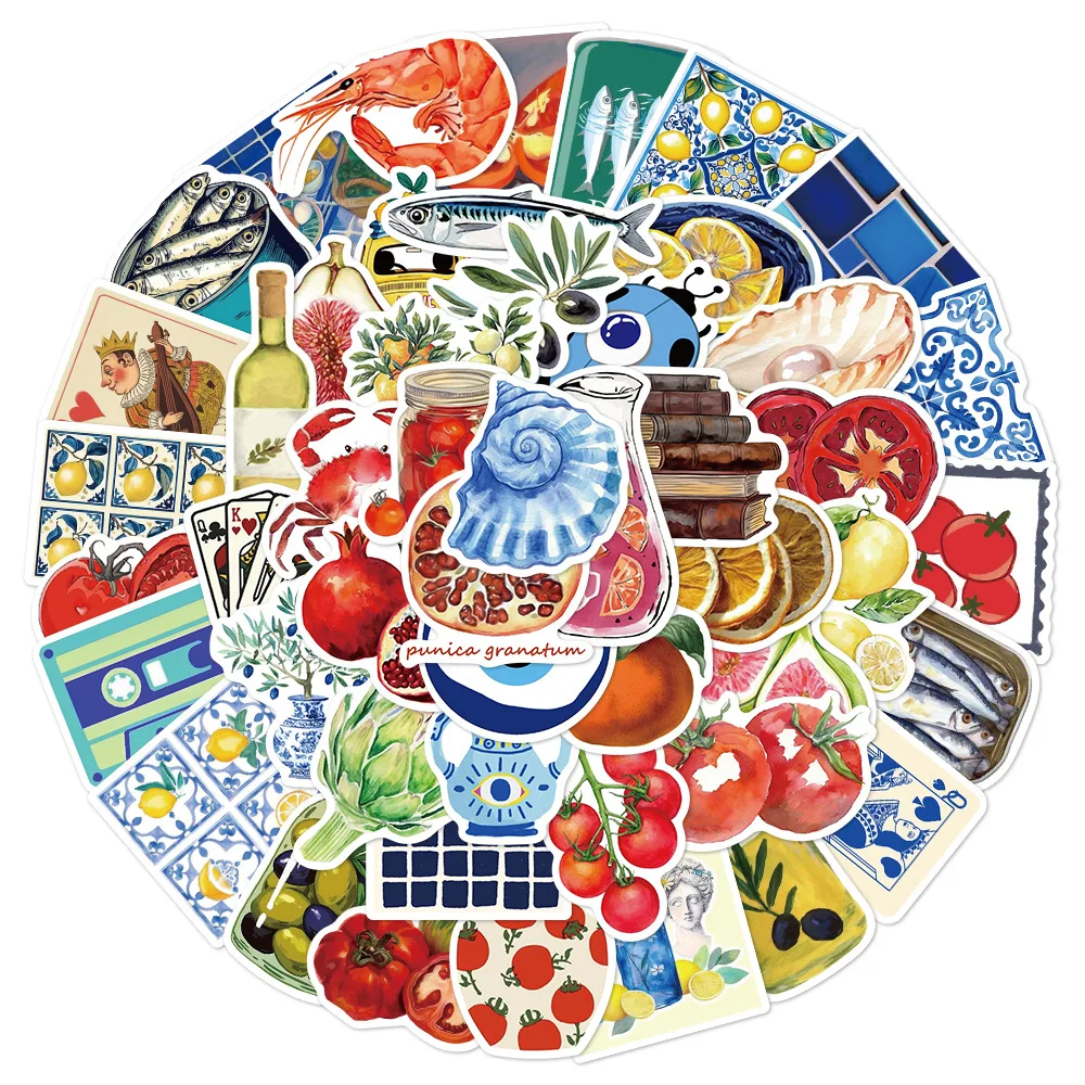 

10/50PCS Cartoon Mediterranean tomato Graffiti Sticker DIY Phone Laptop Helmet Water Bottle Fridge Waterproof Decal Kids Toy