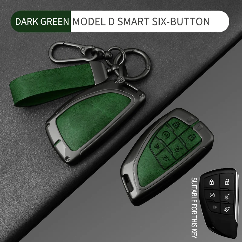 6-Tasten Leder Autoschlüssel-Abdeckung Schlüsselanhänger Schutzhülle für Buick Envision GMC Yukon XL Denali Chevrolet Suburban Tahoe – Detail 21