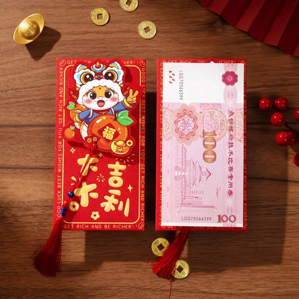 6 Stuks Cartoon 2025 Slang Jaar Rode Enveloppen Chinese Traditionele Geluk Geld Pakketten Zegen Hongbao Geschenken Verpakking Zakken