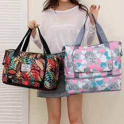 Women's printed fitness travel bag expandable waterproof sports swimming large capacity handbag luggage