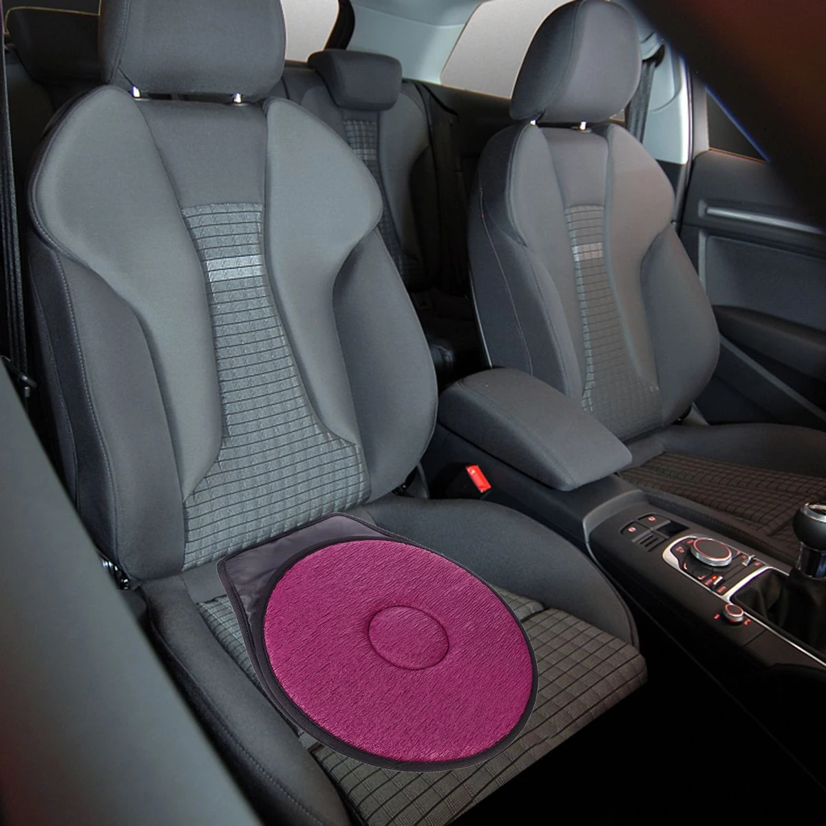 

360 Degree Rotating Car Seat Cushion Red Single Ring Anti Slip Base Comfortable Lightweight Portable Design for Pregnant Women