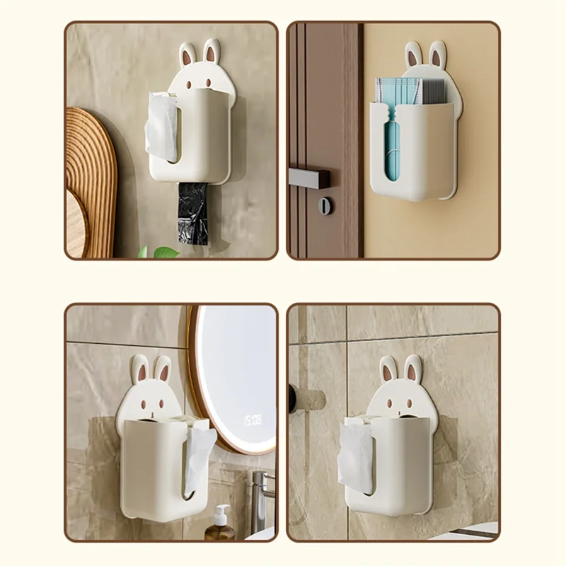 A Cartoon Tissue Box Holder Napkin Shelf Wall Mounted Mask Paper Storage Living Room Bathroom Restaurant Tissue Case Durable