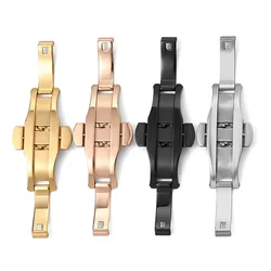 Polished Stainless Steel Buckle Watch Band Button Butterfly Clasp Double Press Folding Buckles Universal Strap Watch Accessories