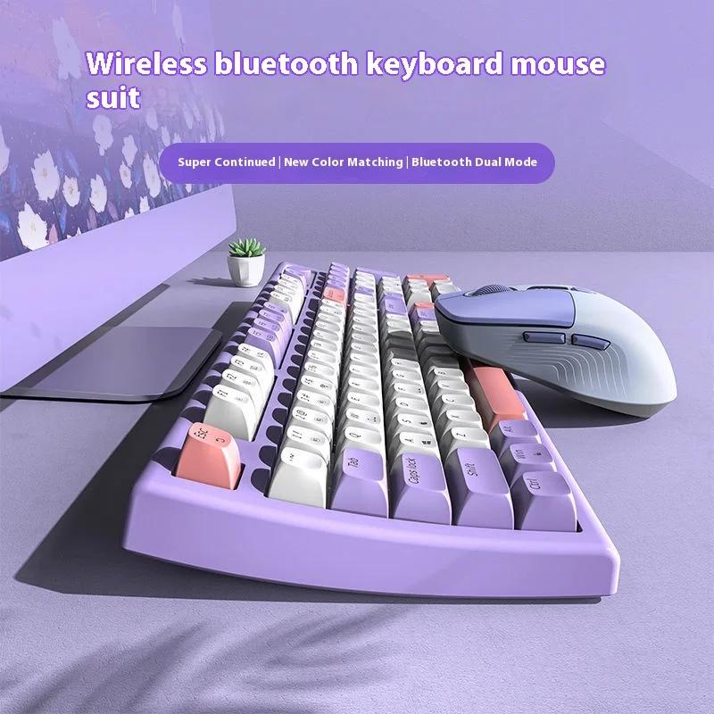 Forerunner V97 Raise Ergonomic Wireless Keyboard And Mouse Set Mechanical Feel Mute Girl Office Bluetooth Mouse And Keyboard