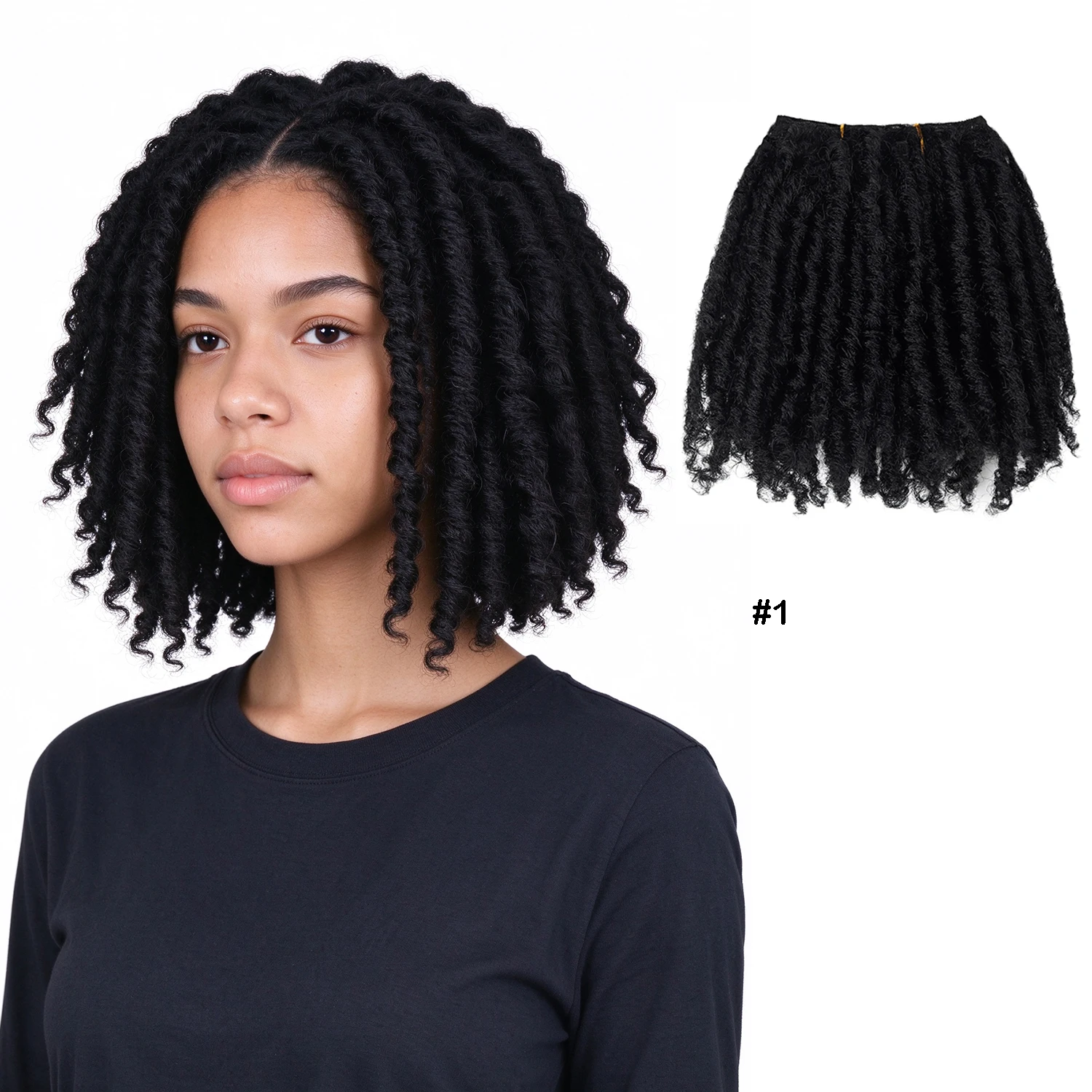 Coiled Springy Dreadlocks Hair Weft Short Spring Coil Dread Weft For DIY Ponytails Topper Hair Extension Wigs Synthetic Bundles