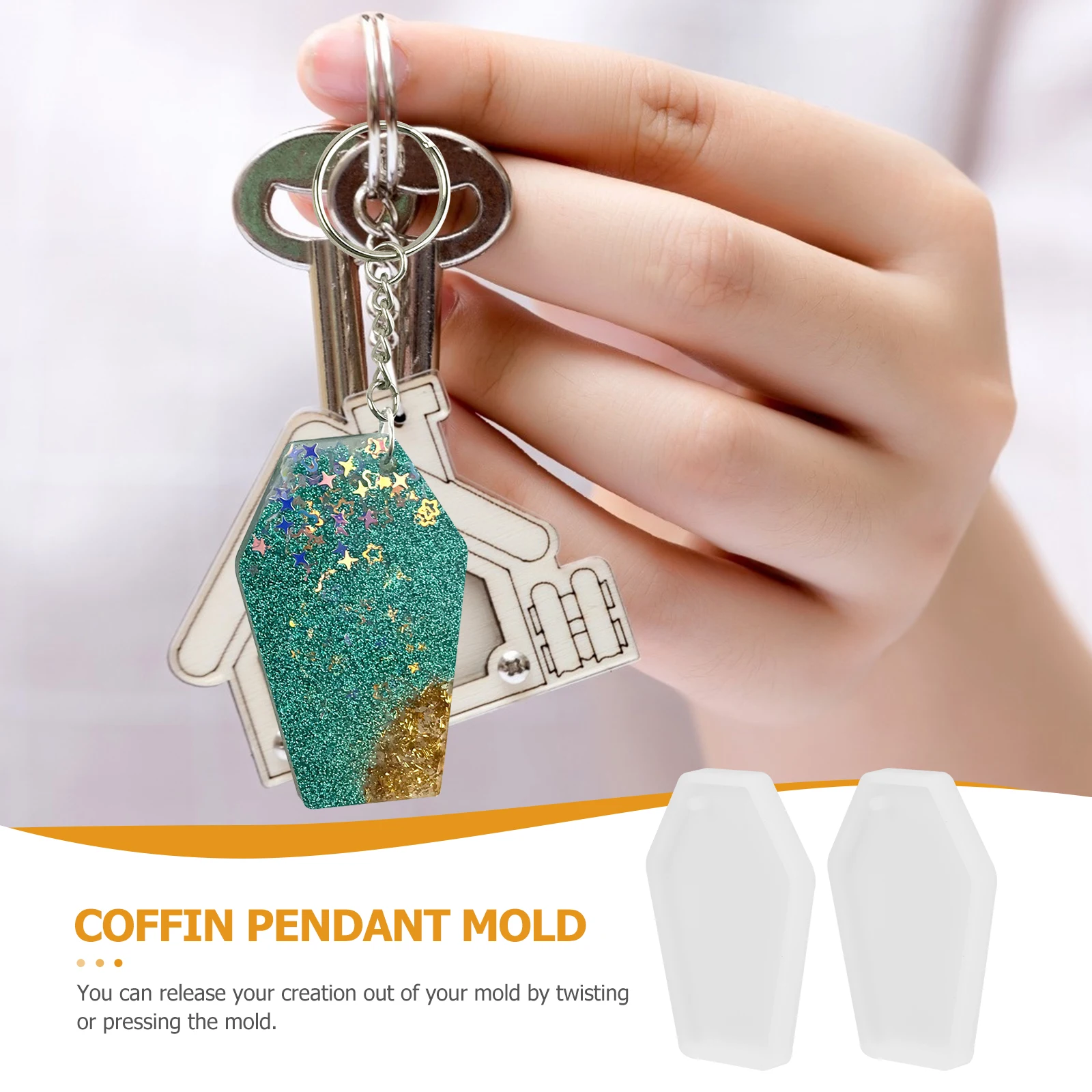 

2pcs Coffin Keychain Silicone Molds for DIY Pendant Jewelry Making Lightweight Non Stick Coffin Pendant Mold Easy Clean