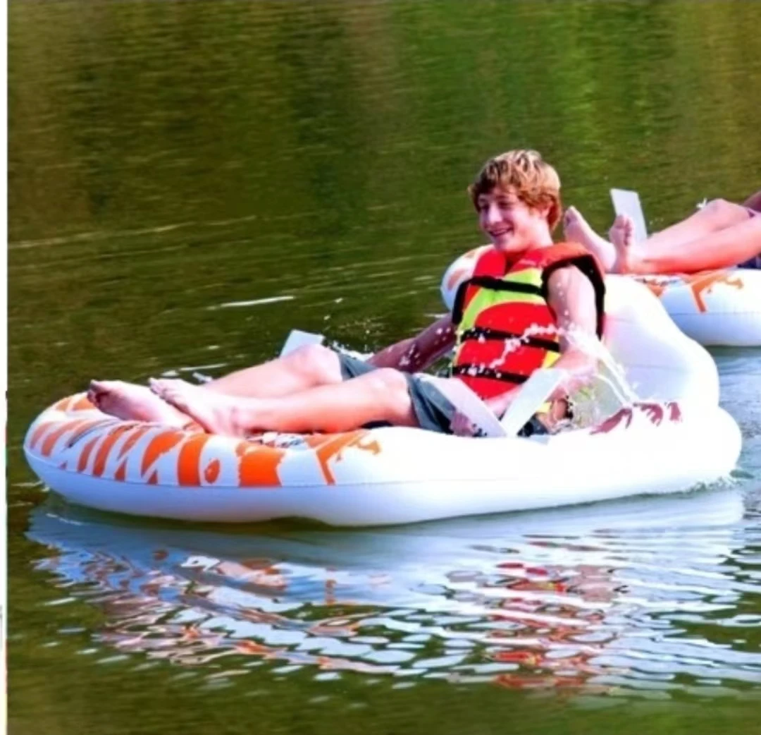

Factory Summer Newest Hot Selling Advertising Inflatable Pvc Pool Float Funny Water Boat With Foot-pedal Accept Custom Printing